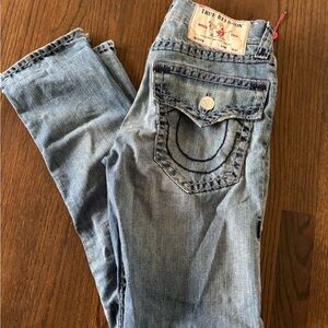 True Religion Men's Light Blue Straight Jeans